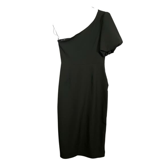 ASTR The Label Joelle One Shoulder Black Midi Dress Size Medium - Picture 4 of 6